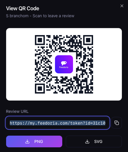 Token QR kód